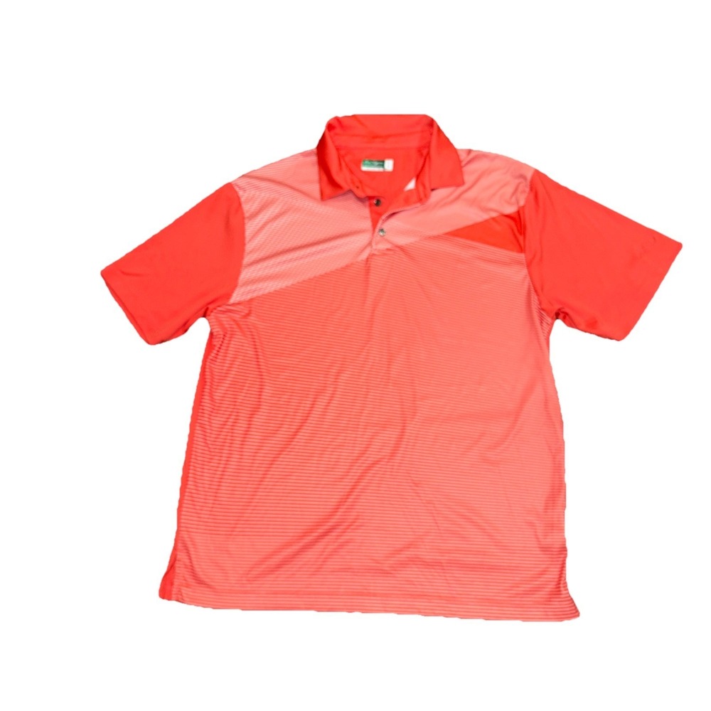 Ben Hogan Polo Shirt Men's Large Coral Orange Striped Golf Performance